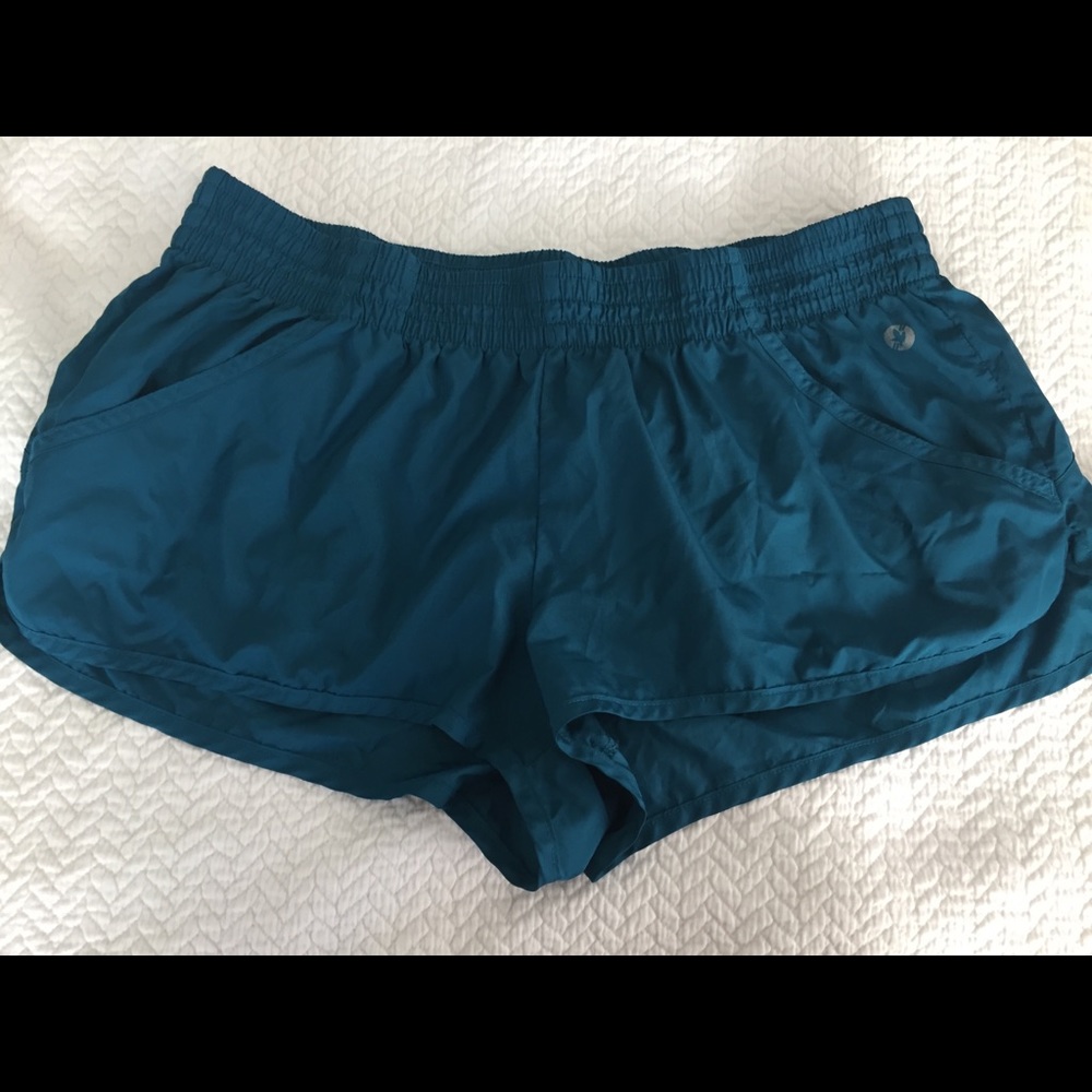 Aerie Fit running shorts, teal